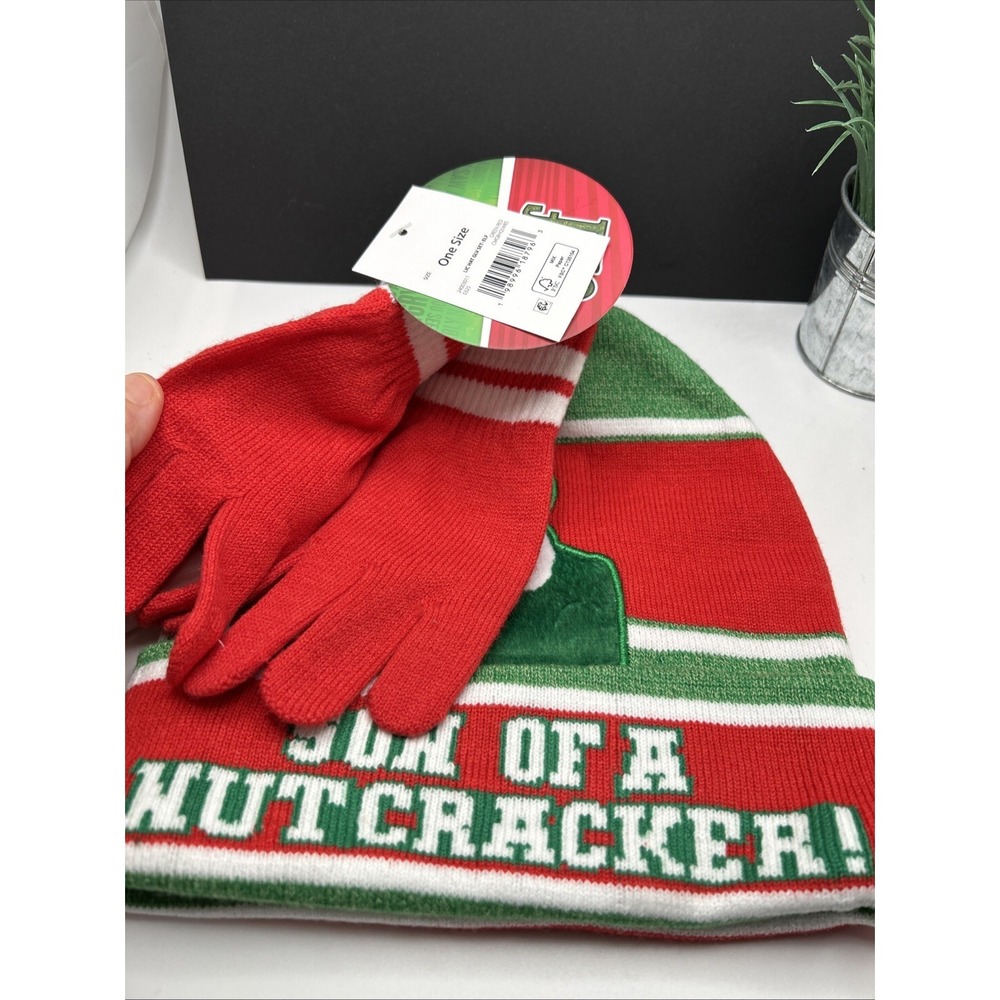NWT Bioworld Elf Movie Son‎ of A Nutcracker OS Hat Beanie Glove Set Pom Pom - Picture 4 of 6